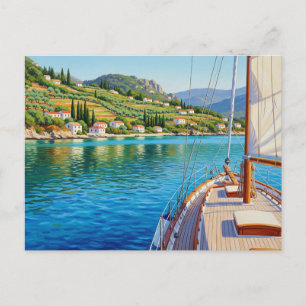 Saiboat in Corfu Greece Travel Postcard