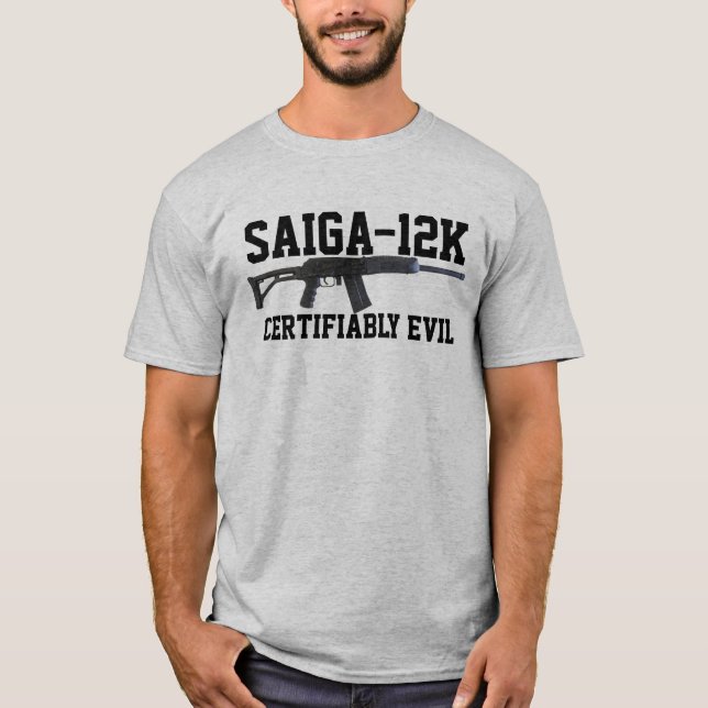 Saiga 12K, Certifiably Evil - Checklist Shirt (Front)