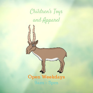 Saiga antelope cartoon illustration window cling