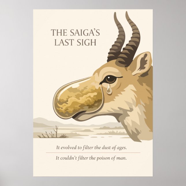 Saiga Antelope Conservation Art Poster (Front)