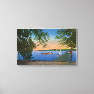 Sail and Motor Boats at Roseland Park Scene Canvas Print