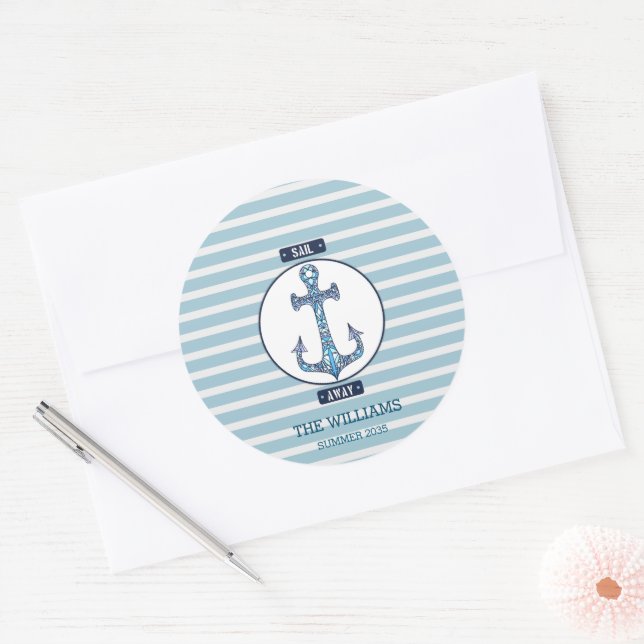Sail Away Anchor – Nautical Summer Sticker (Envelope)