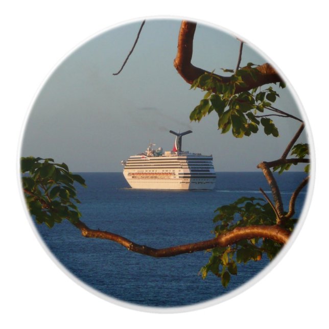 Sail Away at Sunset I Cruise Vacation Ceramic Knob (Front)