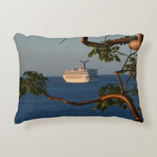 Sail Away at Sunset I Cruise Vacation Decorative Pillow