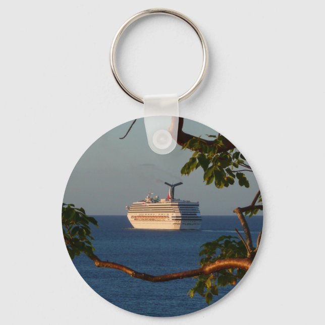 Sail Away at Sunset I Cruise Vacation Keychain (Front)