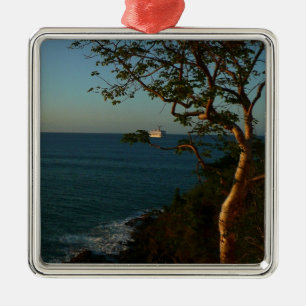Sail Away at Sunset II Tropical Seascape Metal Ornament