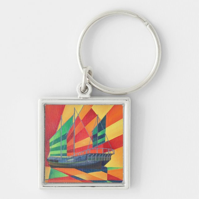 Sail Away Junk Pleasure Boat Keychain (Front)