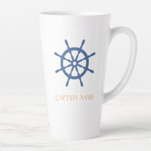 Sail Away Nautical Beach Personalized Ship Helm Latte Mug