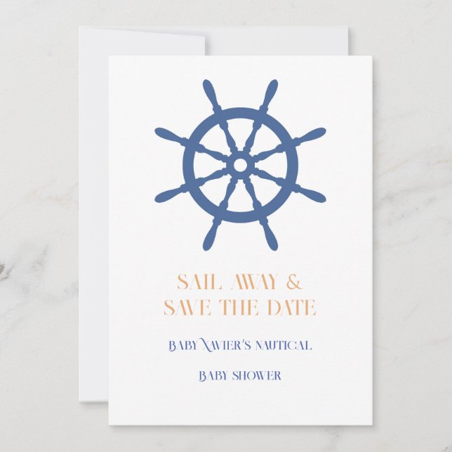 Sail Away Nautical Beach Save The Date (Front)