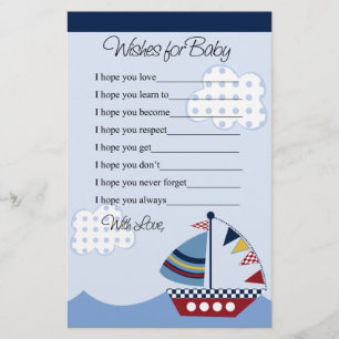 Sail Away/Nautical/Boat #2 Wishes for Baby Letter
