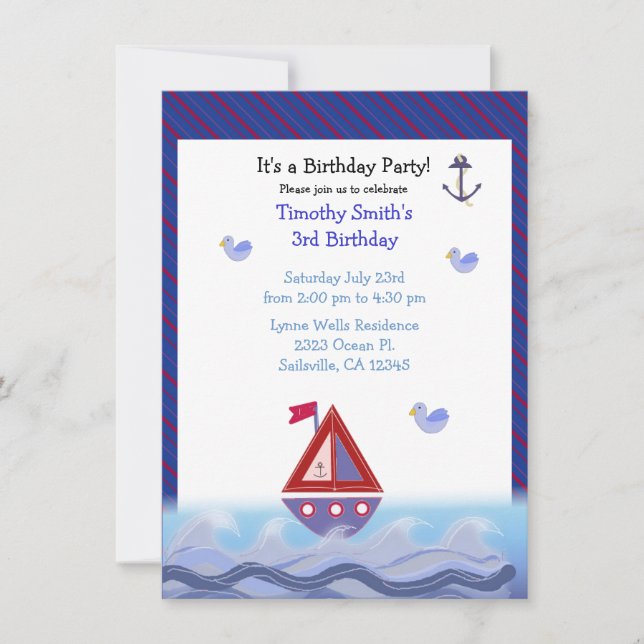Sail Away On The Waves Invitation (Front)