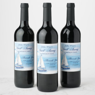 Sail Away Retirement Party Nautical Boat Yacht  Wine Label