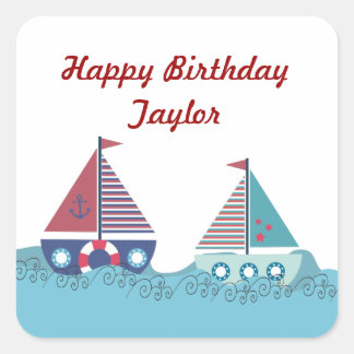 Sail Away Sail Boat Nautical Blue Red Sticker