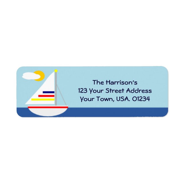 Sail Away Sail Boat Return Address Labels (Front)