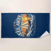 Sail Away Sail the Unknown Blue Nautical Beach Tow