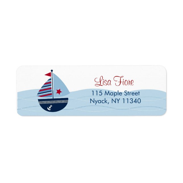 Sail Away Sailboat Baby Shower Address Labels (Front)
