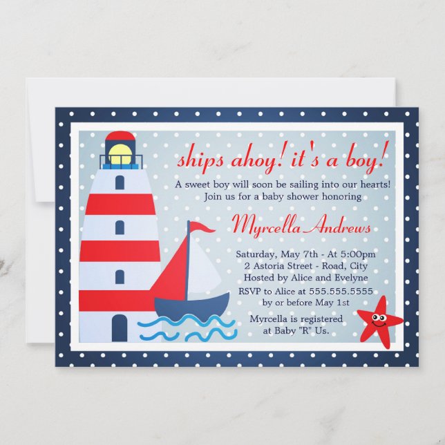 Sail Away Sailboat Baby Shower Invitation (Front)