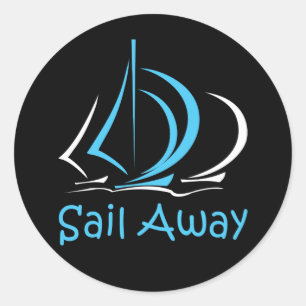 Sail Away Sailing Sailboat Boat Sand Ocean Gul Classic Round Sticker