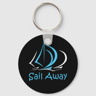 Sail Away Sailing Sailboat Boat Sand Ocean Gul Keychain