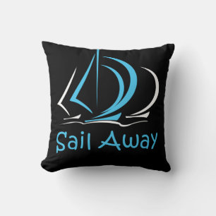 Sail Away Sailing Sailboat Boat Sand Ocean Gul Throw Pillow
