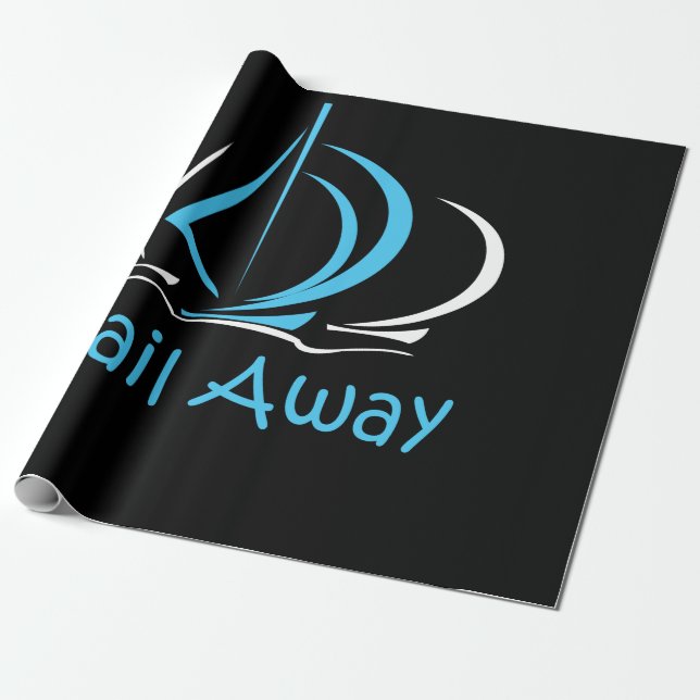 Sail Away Sailing Sailboat Boat Sand Ocean Gul Wrapping Paper (Unrolled)