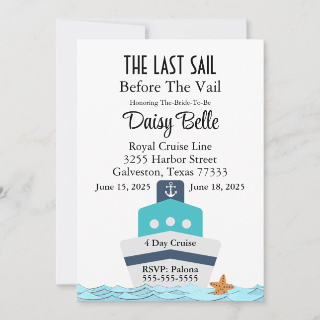 Sail Before The Vail Invitation (Front)