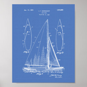 Sail Boat 1927 Patent Art Blueprint Poster