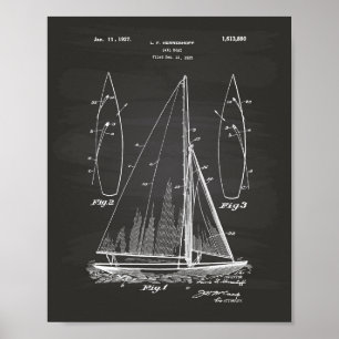 Sail Boat 1927 Patent Art Chalkboard Poster