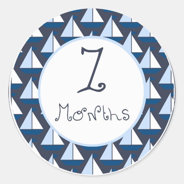Sail Boat 7 Months Sticker (Front)