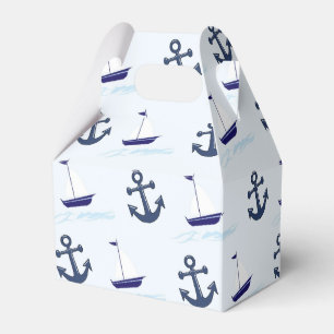 Sail Boat and Anchor Pattern Blue Favor Box