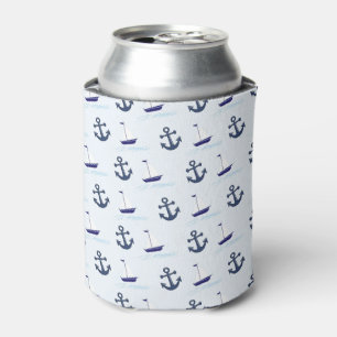 Sail Boat and Anchor Pattern Can Cooler