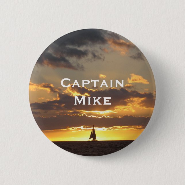 Sail boat at sunset 2 inch round button (Front)