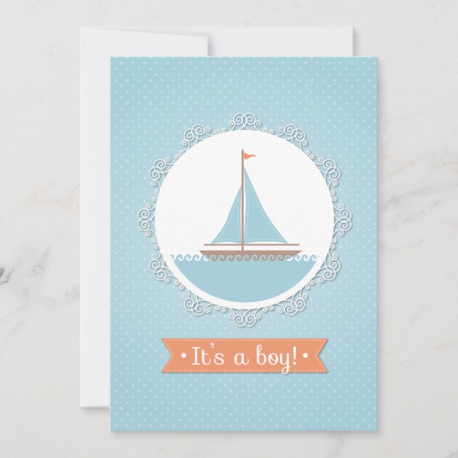 Sail Boat Baby Boy Shower Invitation (Front)
