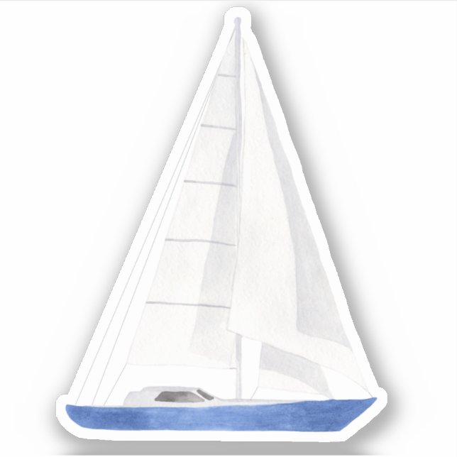 Sail Boat Blue Yacht Vinyl Sticker (Front)