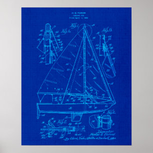 Sail Boat Blueprint no. 3 Nautical Themed Art  Poster