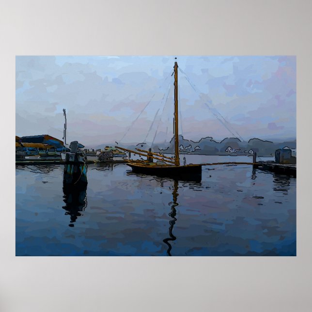 Sail Boat In Harbour Poster (Front)