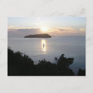 Sail boat in the Sunrise New Zealand Mt Paku Postcard