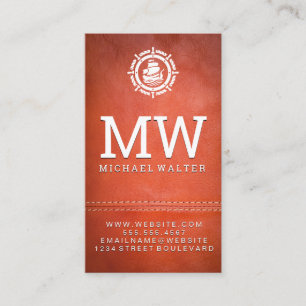 Sail Boat Logo   Leather   Double Stitched Business Card