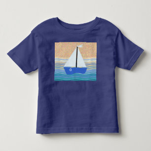 Sail boat on ocean waves toddler t-shirt