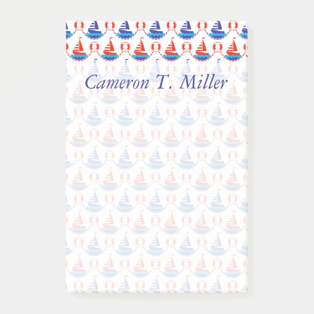 Sail Boat Pattern | Add Your Name Post-it Notes (Front)