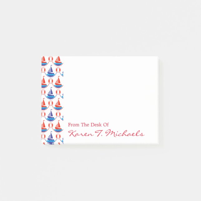 Sail Boat Pattern | Add Your Name Post-it Notes (Front)