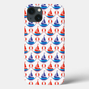 Sail Boat Pattern iPhone 13 Case