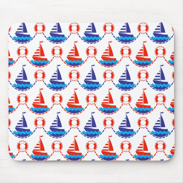Sail Boat Pattern Mouse Pad (Front)