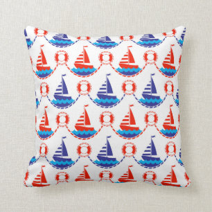 Sail Boat Pattern Throw Pillow