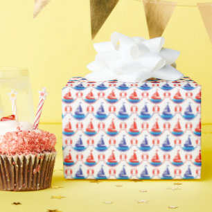 Sail Boat Pattern Wrapping Paper