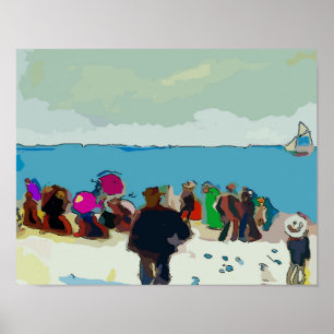 Sail Boat Race Abstract Poster