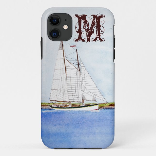 Sail Boat Sailing Ship Ocea Monogram IPHONE 5 Case (Back)