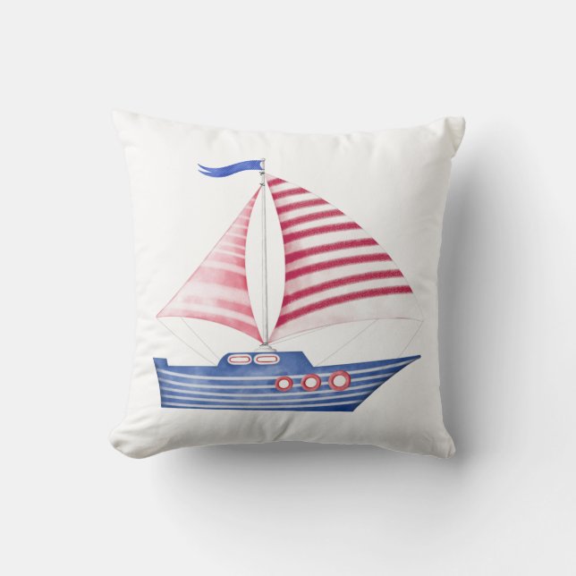 Sail Boat Ship Nautical Pillow (Front)