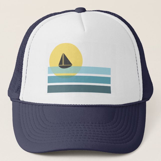 Sail Boat Trucker Hat | Retro Trucker Hat (Front)