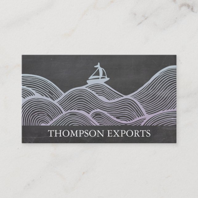 Sail Boat | Waves Business Card (Front)